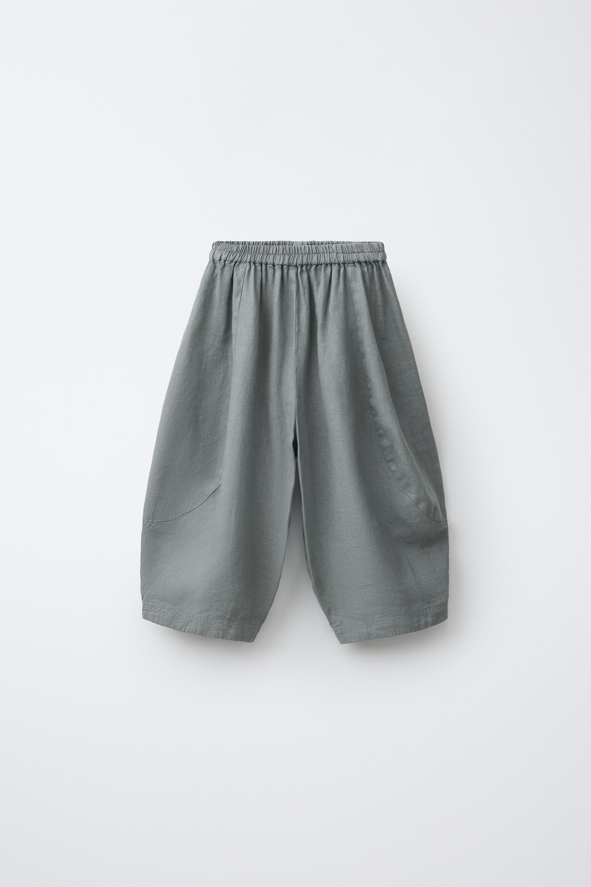 100% LINEN BALLOON PANTS - Green / Blue | ZARA United States