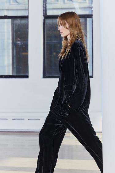 Zara VELVET PANTS ZW COLLECTION - Gray