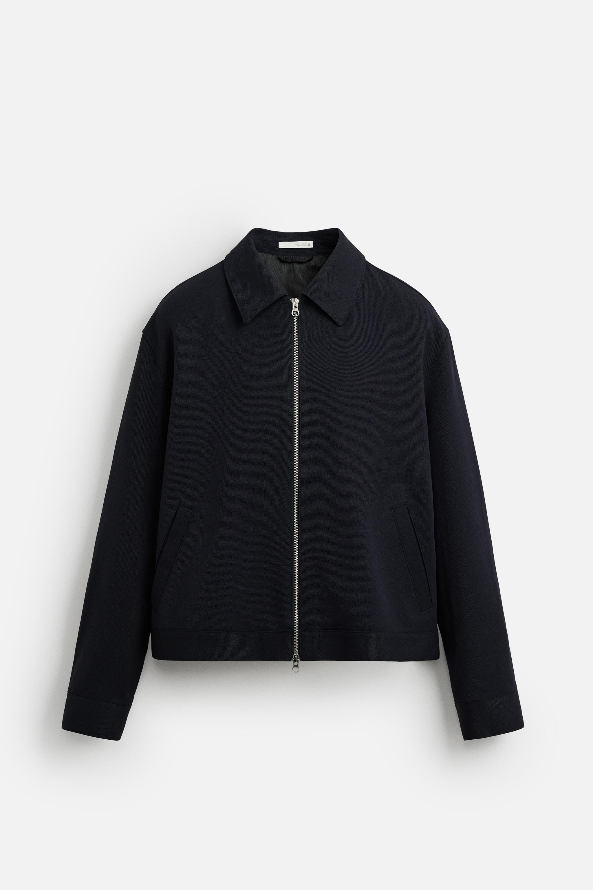 安心★関税込み★ZARA★TEXTURED ZIP-UP OVERSHIRT EMBROIDERED TEXTURED OVERSHIRT - Ink blue | ZARA Saudi Arabia