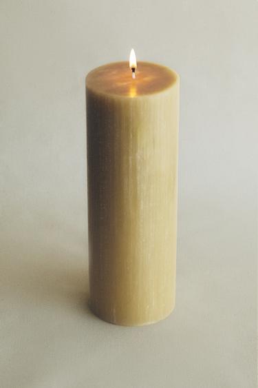 LONG DECORATIVE CYLINDRICAL CANDLE - Cream by Zara