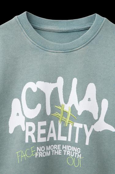 SWEATSHIRT MIT GRAFFITI-PRINT - Blau / Grau von Zara