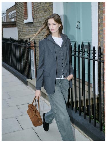 Americana traje franela 100% lana - Gris de Zara