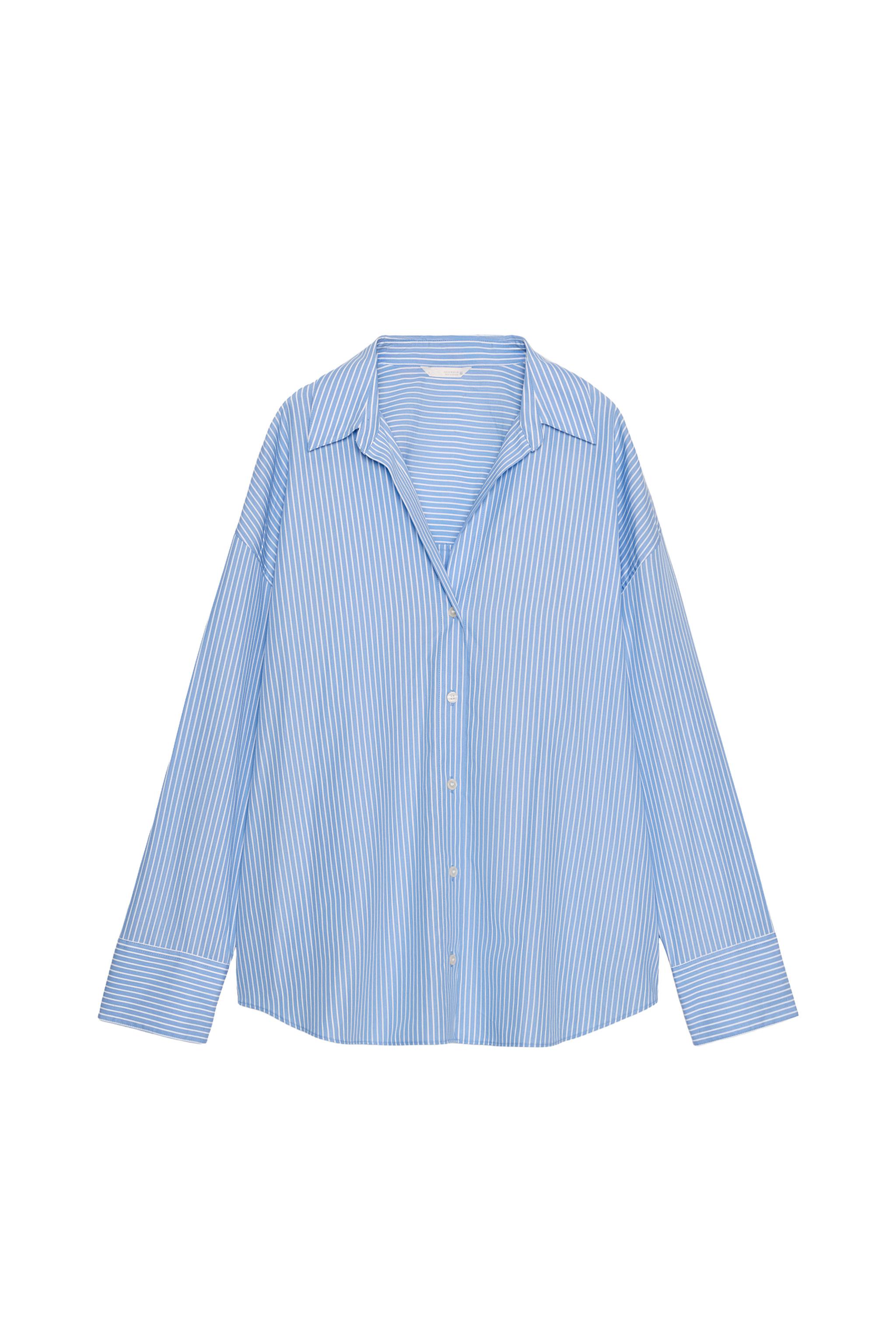 STRIPED POPLIN SHIRT - Blue/White | ZARA South Africa