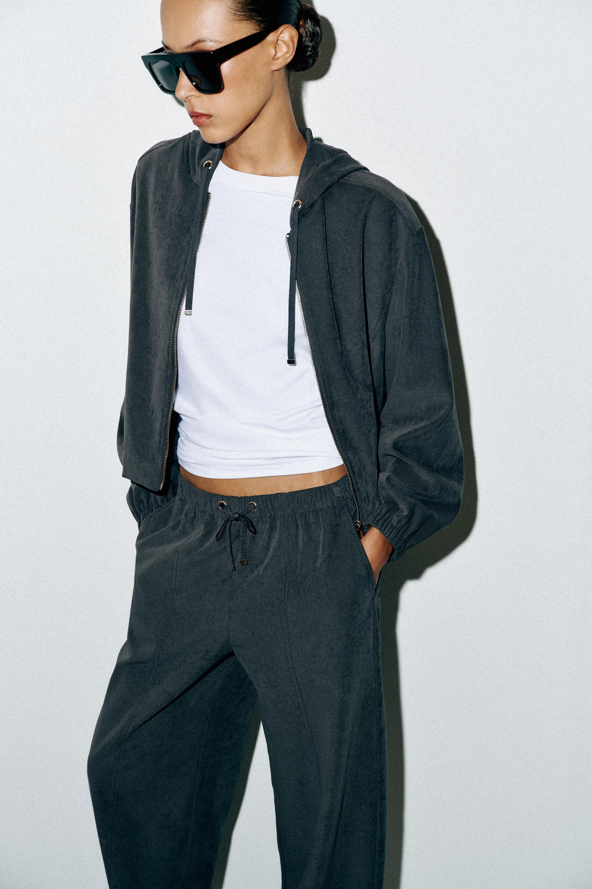 Zara HOODED BOMBER JACKET AND WIDE-LEG PANTS SET — фото 3