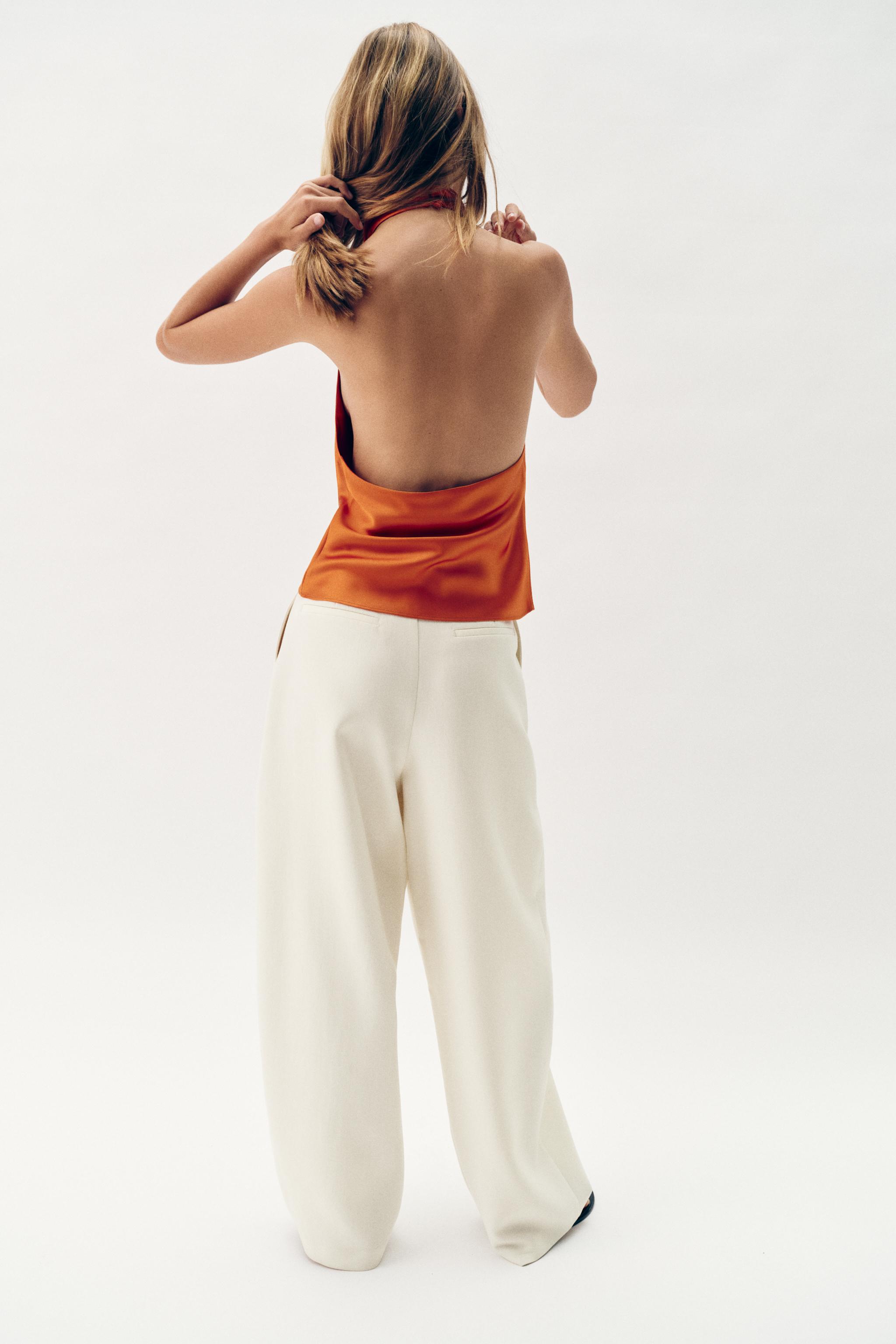 SATIN EFFECT HALTER TOP