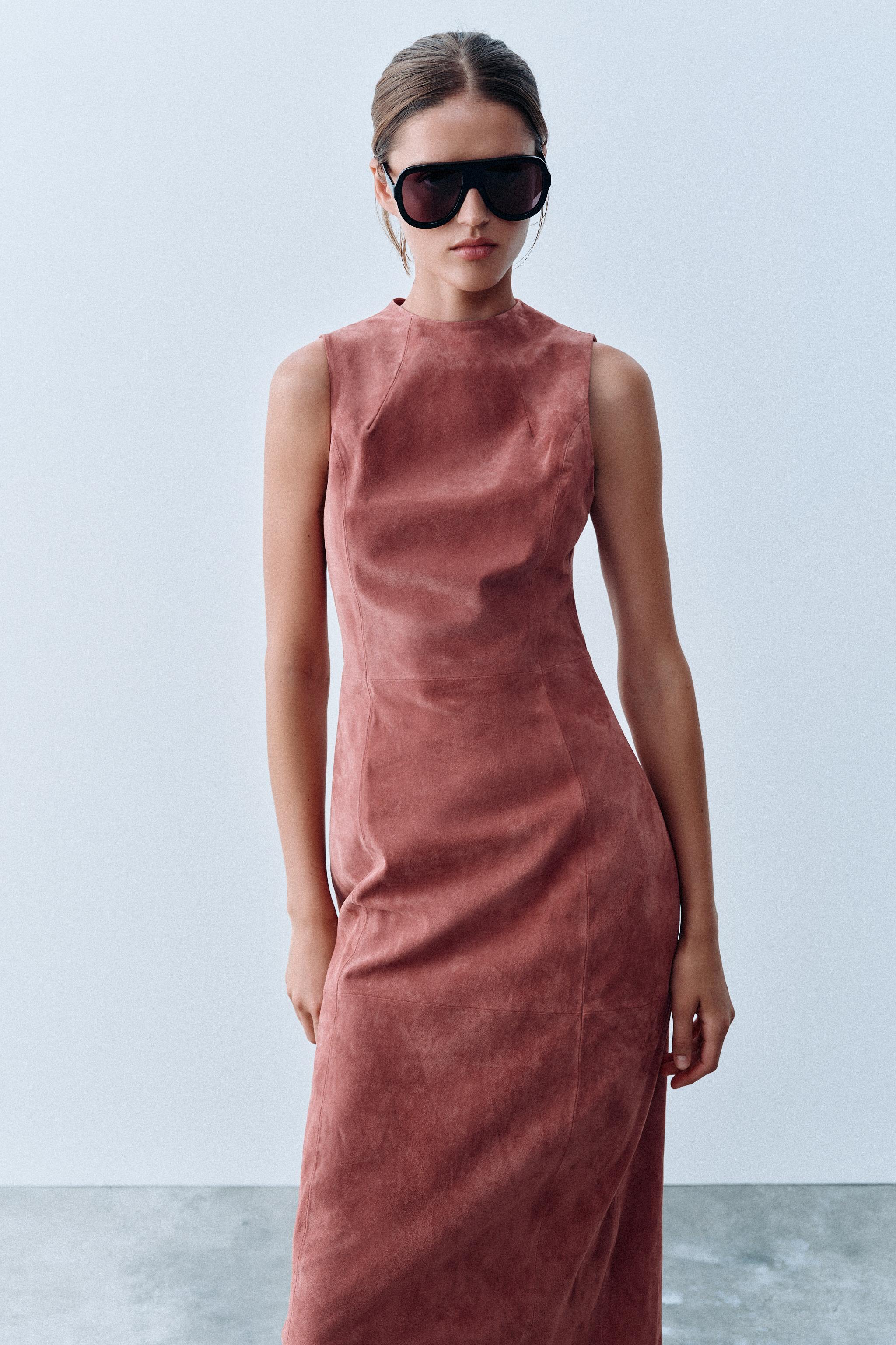 100% LEATHER MIDI DRESS
