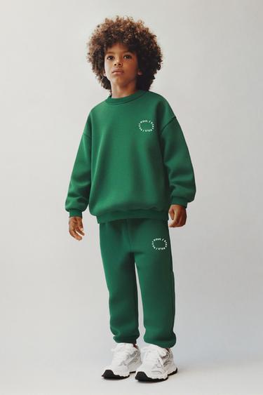 Zara BASIC TEXT SWEATSHIRT - Green