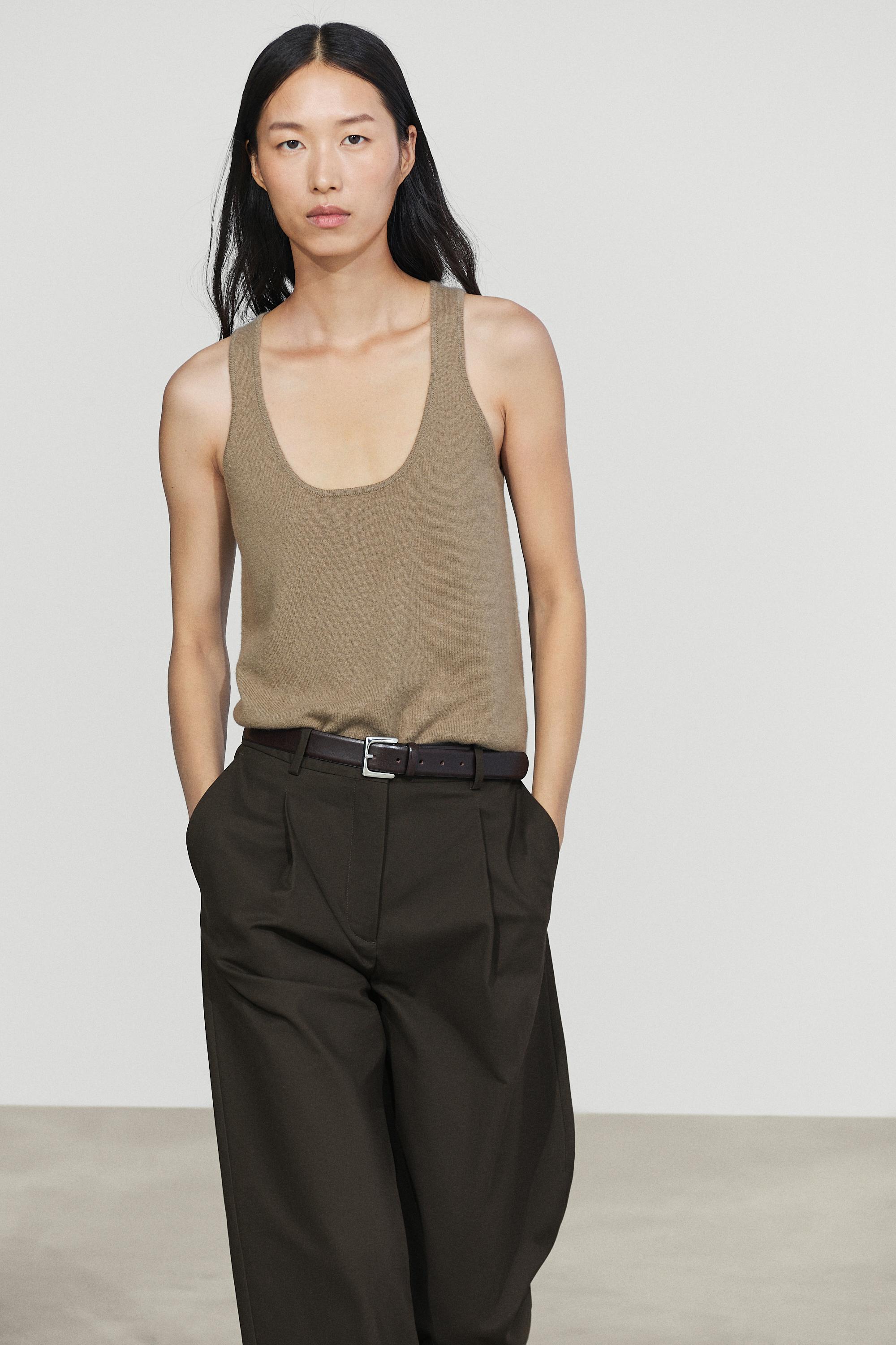 Pantalon plissé en coton mélangé