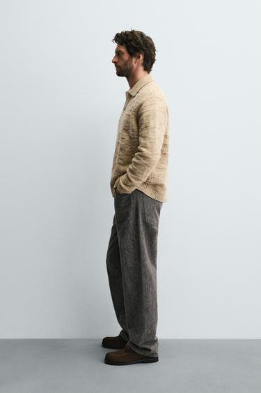 Zara 刷毛直筒牛仔褲 - 灰色