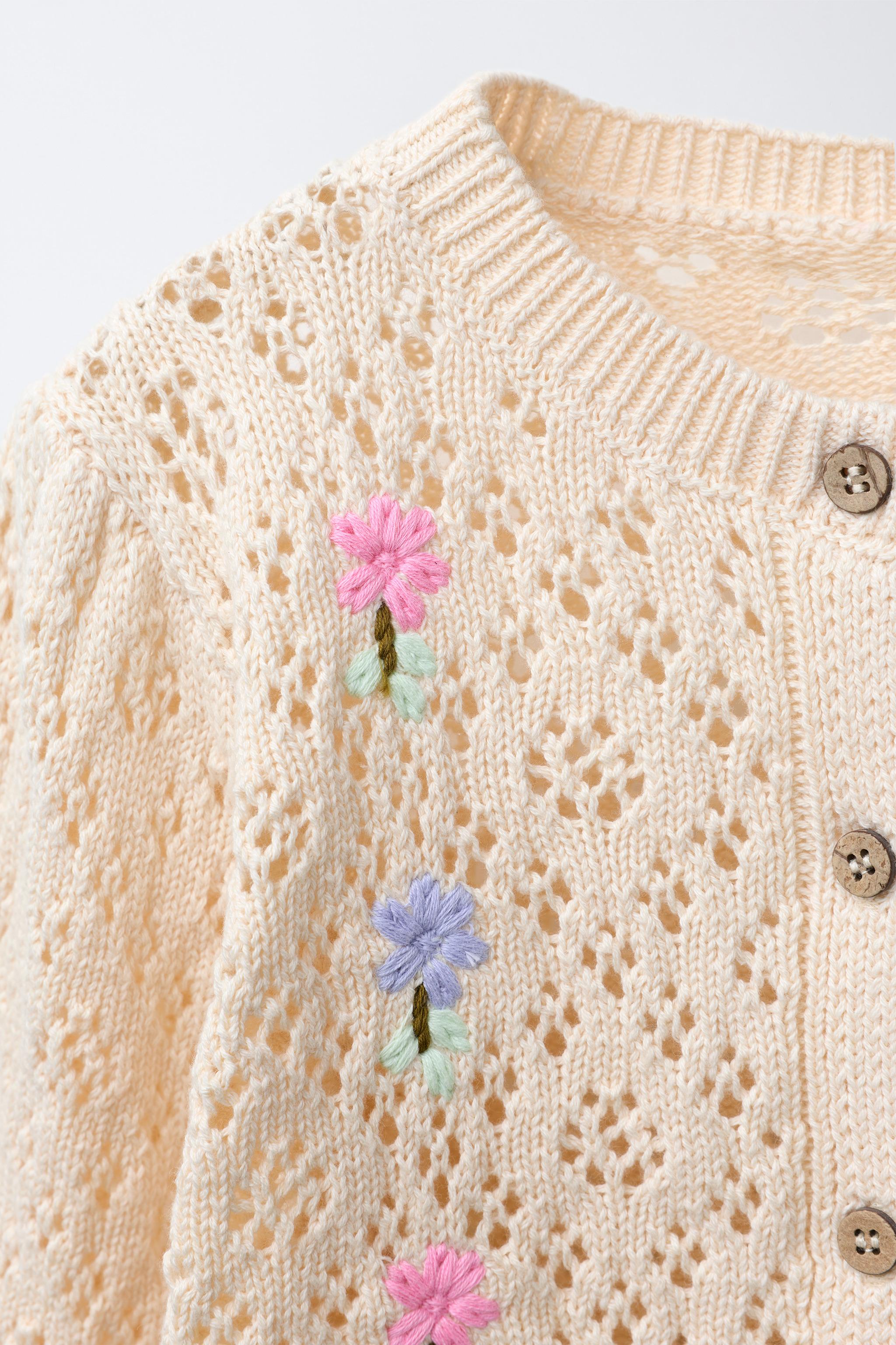 EMBROIDERED FLORAL OPENWORK CARDIGAN