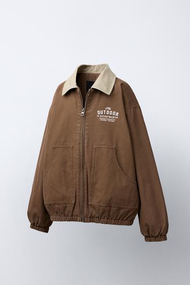 CONTRAST COLLAR JACKET - Brown by Zara - Image 1