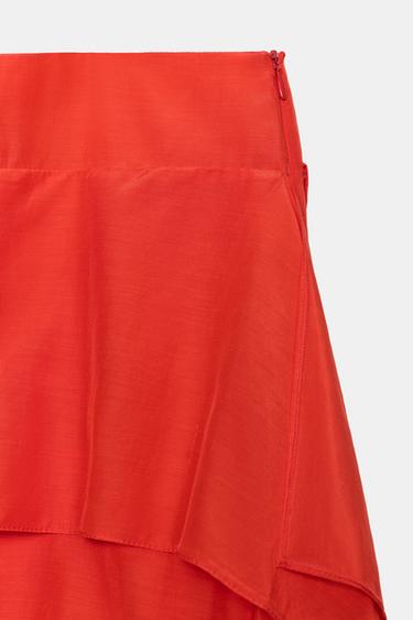 JUPE À VOLANTS ZW COLLECTION - Rouge vif de Zara - Image 4
