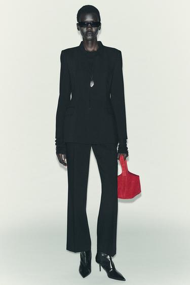 Zara INVERTED LAPEL BLAZER - Black