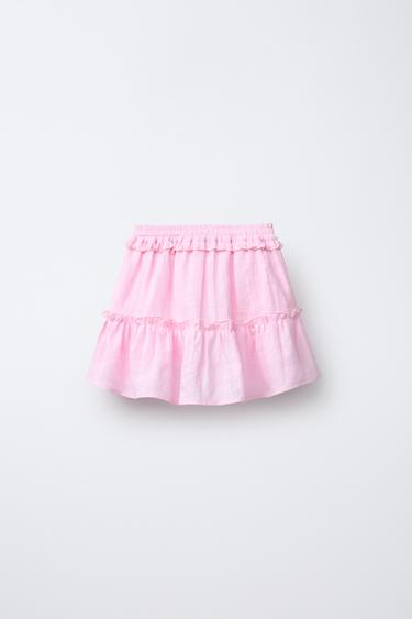 JUPE-SHORT 100 % LIN - Rose de Zara - Image 1