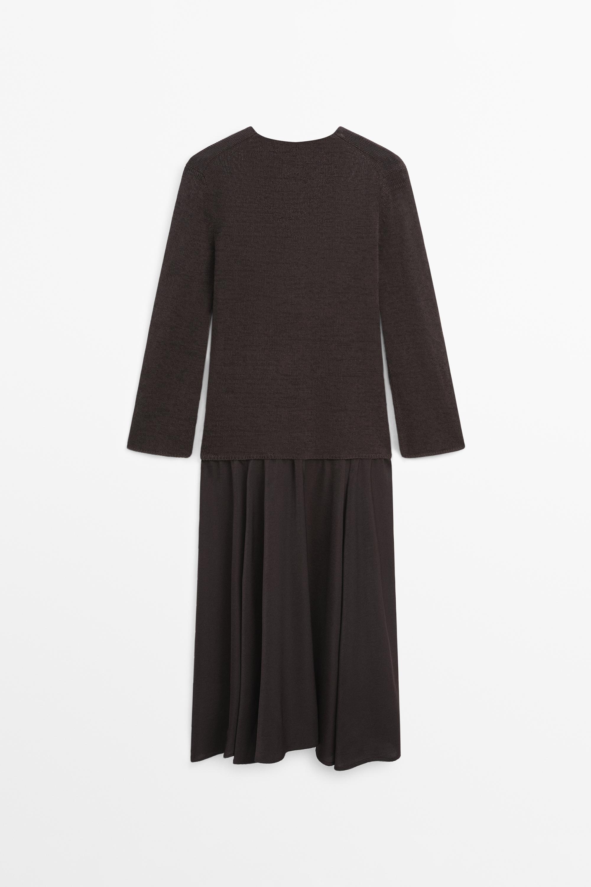 Contrast cotton blend knit dress