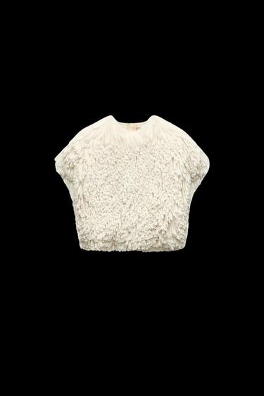 LIMITED EDITION FAUX FUR TOP - Light beige by Zara - Image 0