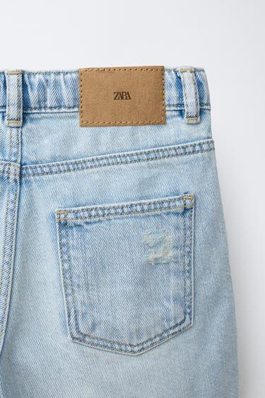 BERMUDA EN JEAN BAGGY DÉCHIRÉ - Bleu clair de Zara - Image 3