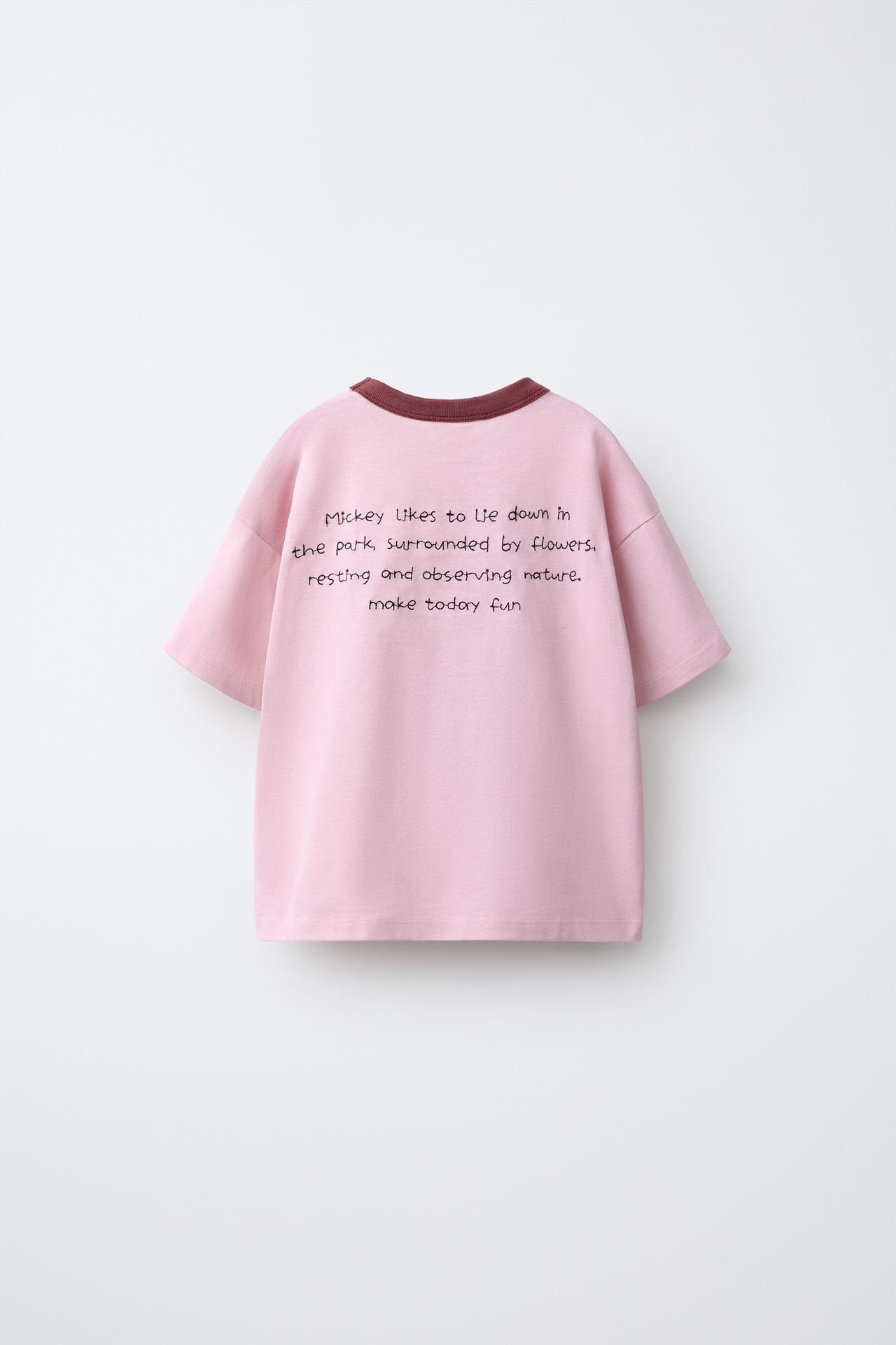 MICKEY MOUSE © DISNEY EMBROIDERED AND PRINTED T-SHIRT — Pink
