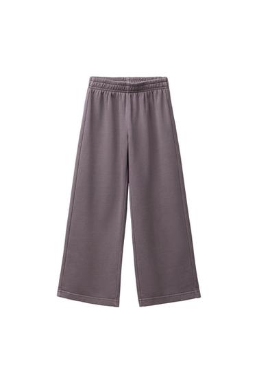 WASHED-EFFECT WIDE-LEG TROUSERS - Plum by Zara