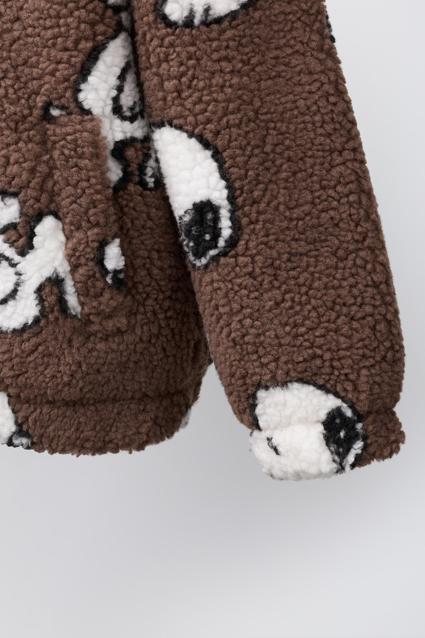 Детская куртка Zara Snoopy Peanuts™ Shearling-Effect, цвет: Коричневый — фото 7