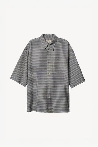 Zara WILLY CHAVARRIA X ZARA OVERSIZED PLAID SHIRT - Blue / White