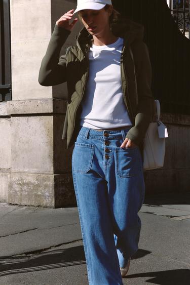 CAZADORA ACOLCHADA COMBINADA - Khaki de Zara