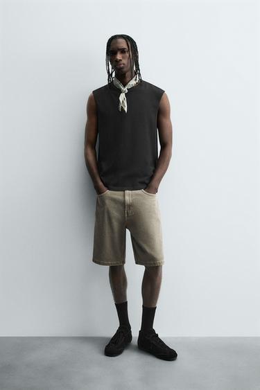 BERMUDA DENIM STRAIGHT FIT - Khaki de Zara - Imagen 0