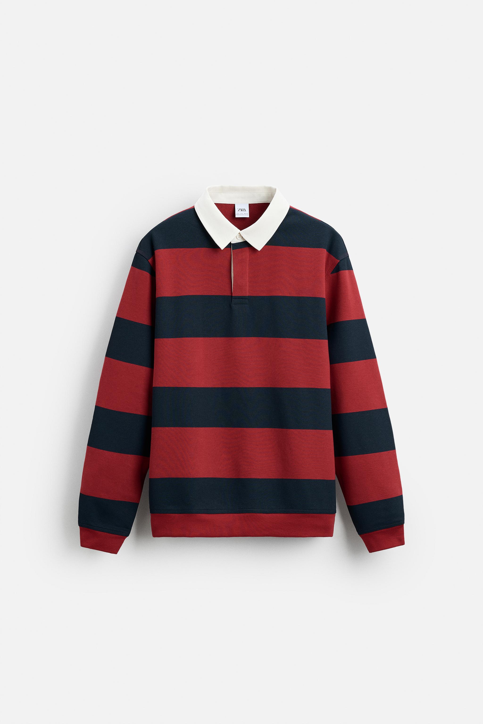 関税負担★ZARA★CONTRAST COLLAR POLO SWEATSHIRT CONTRAST COLLAR POLO SWEATSHIRT - Navy blue | ZARA United States