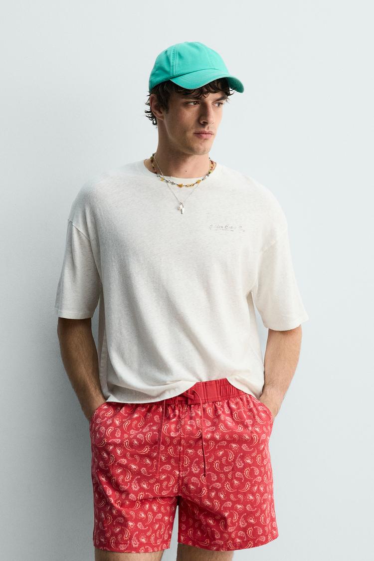 ZARA WASHED COTTON/LINEN FLORIDA T-SHIRT