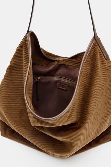 SAC SHOPPER EFFET VELOURS CÔTELÉ - Marron de Zara - Image 5
