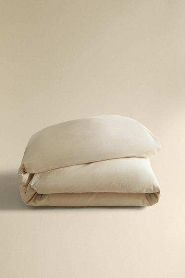 STRIPED SEERSUCKER COTTON DUVET COVER - Beige by Zara - Image 4
