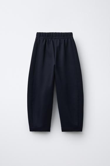 PANTALON BARREL EN MAILLE POINT ROME - Bleu marine de Zara - Image 1