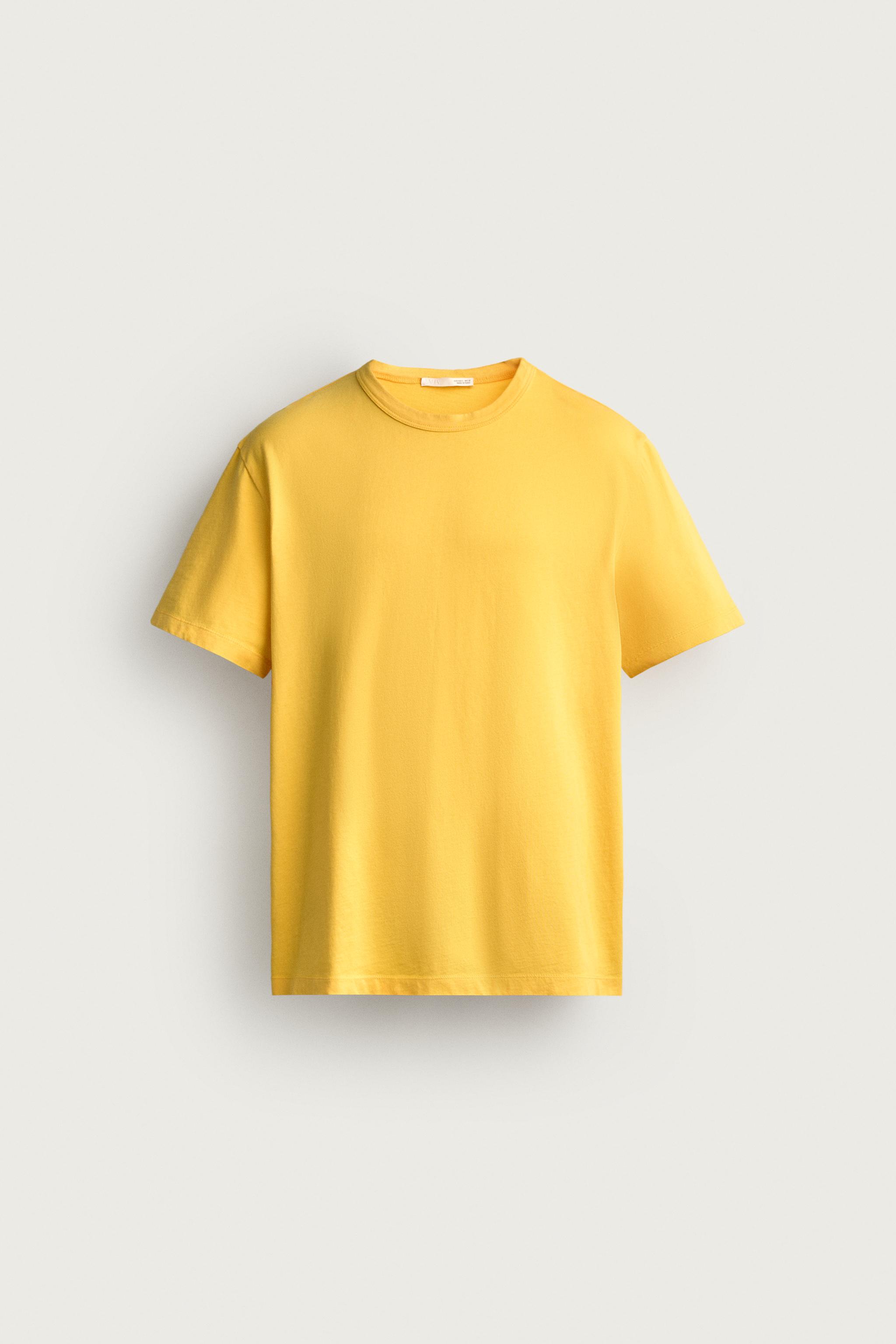 WASHED REGULAR FIT T-SHIRT — Yellow