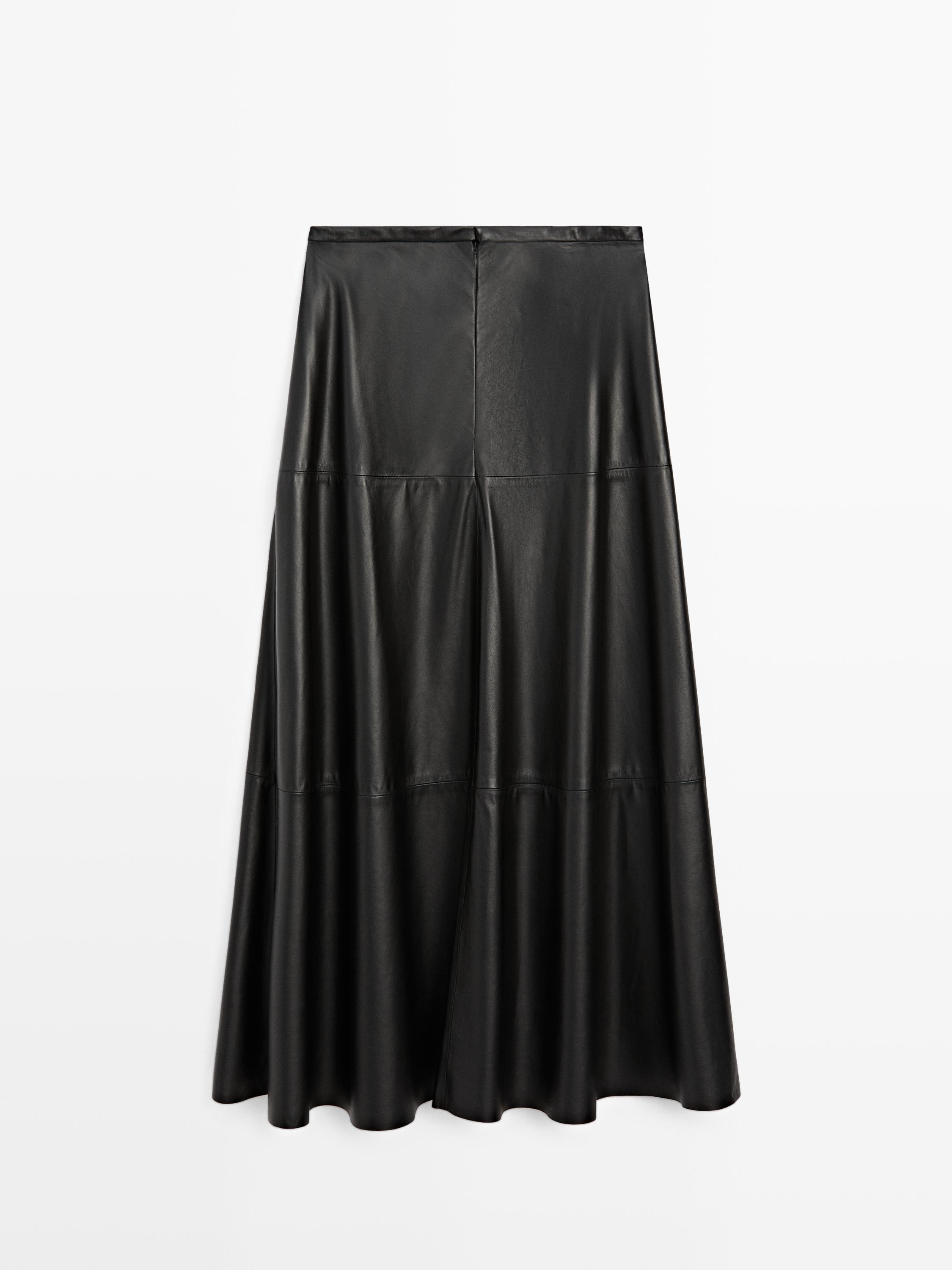Long flared nappa leather skirt - LIMITED