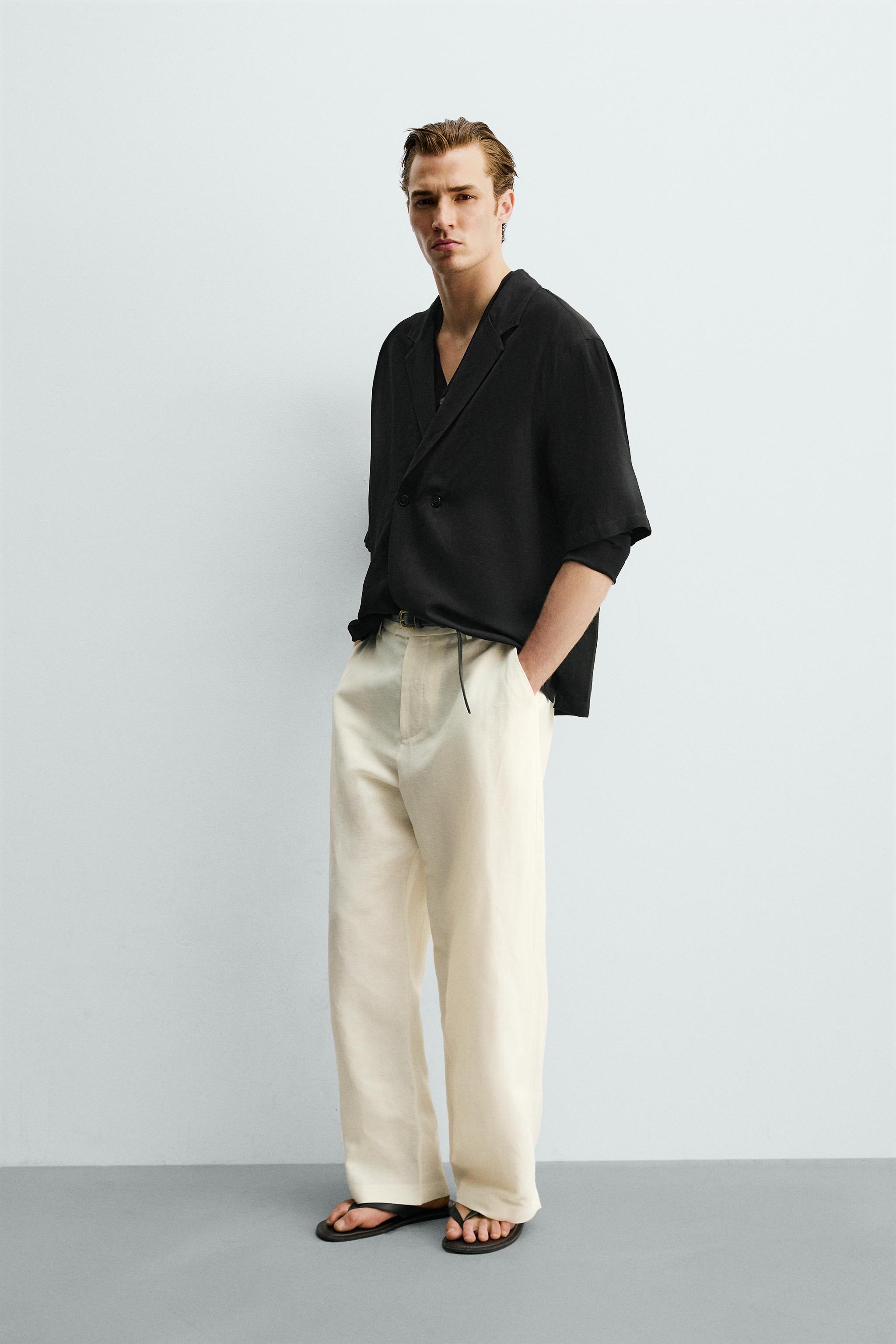 VISCOSE-LINEN KIMONO SHIRT