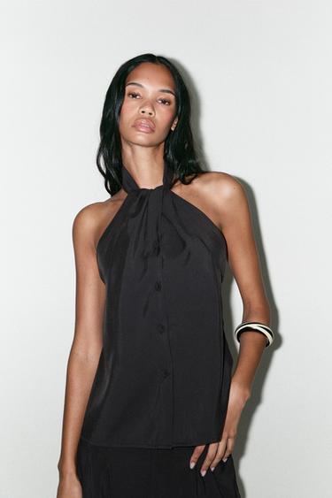 HALTER WAISTCOAT TOP - Black by Zara