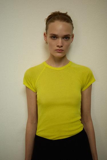 Zara SUPIMA® SHORT SLEEVE T-SHIRT - Yellow