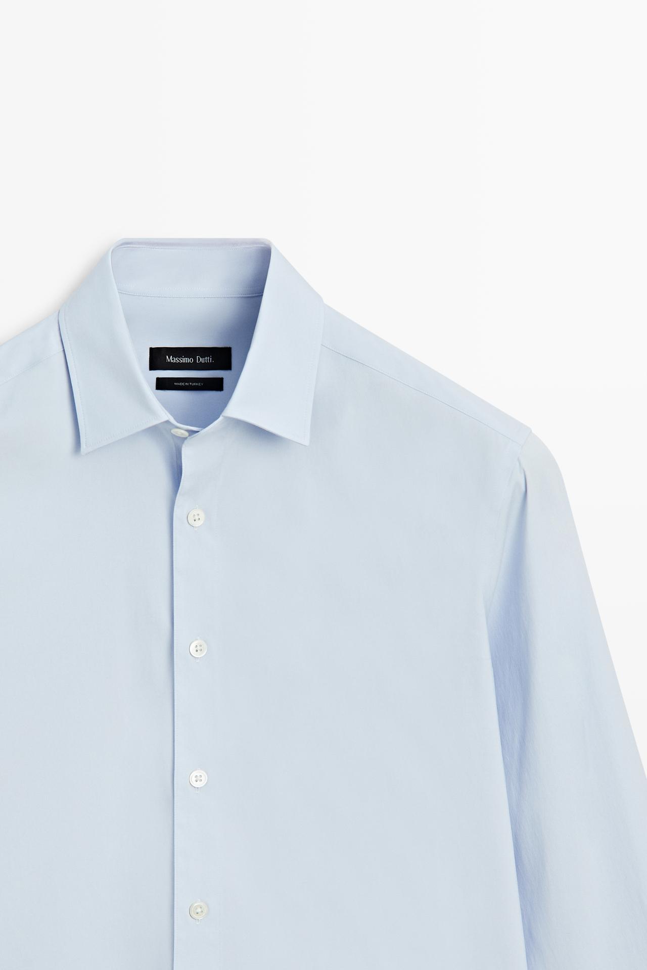Stretch cotton regular fit shirt — Green stripe