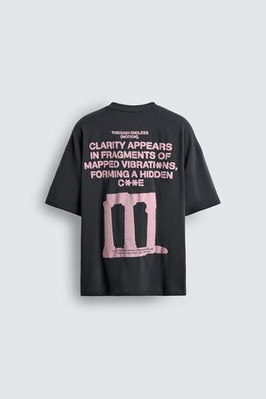 TRIČKO S POGUMOVANÝM POTISKEM - Antracit tmavý od Zara