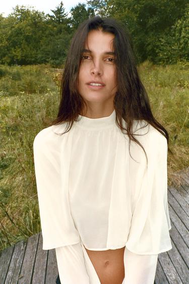 GEORGETTE CAPE TOP - Ecru by Zara - Image 3
