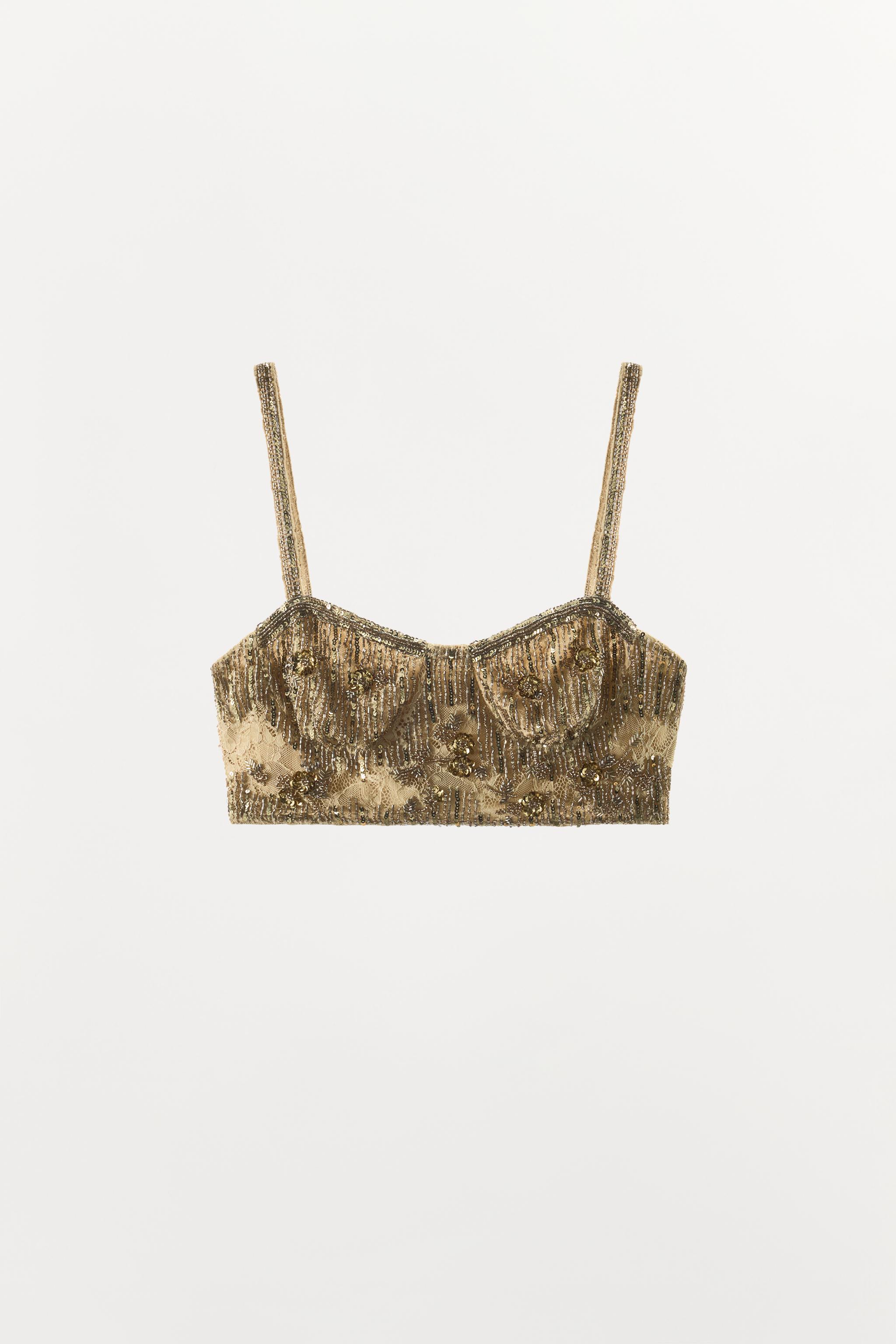 Zara Boncuklu Pullu Balenli Korse Top görsel 3
