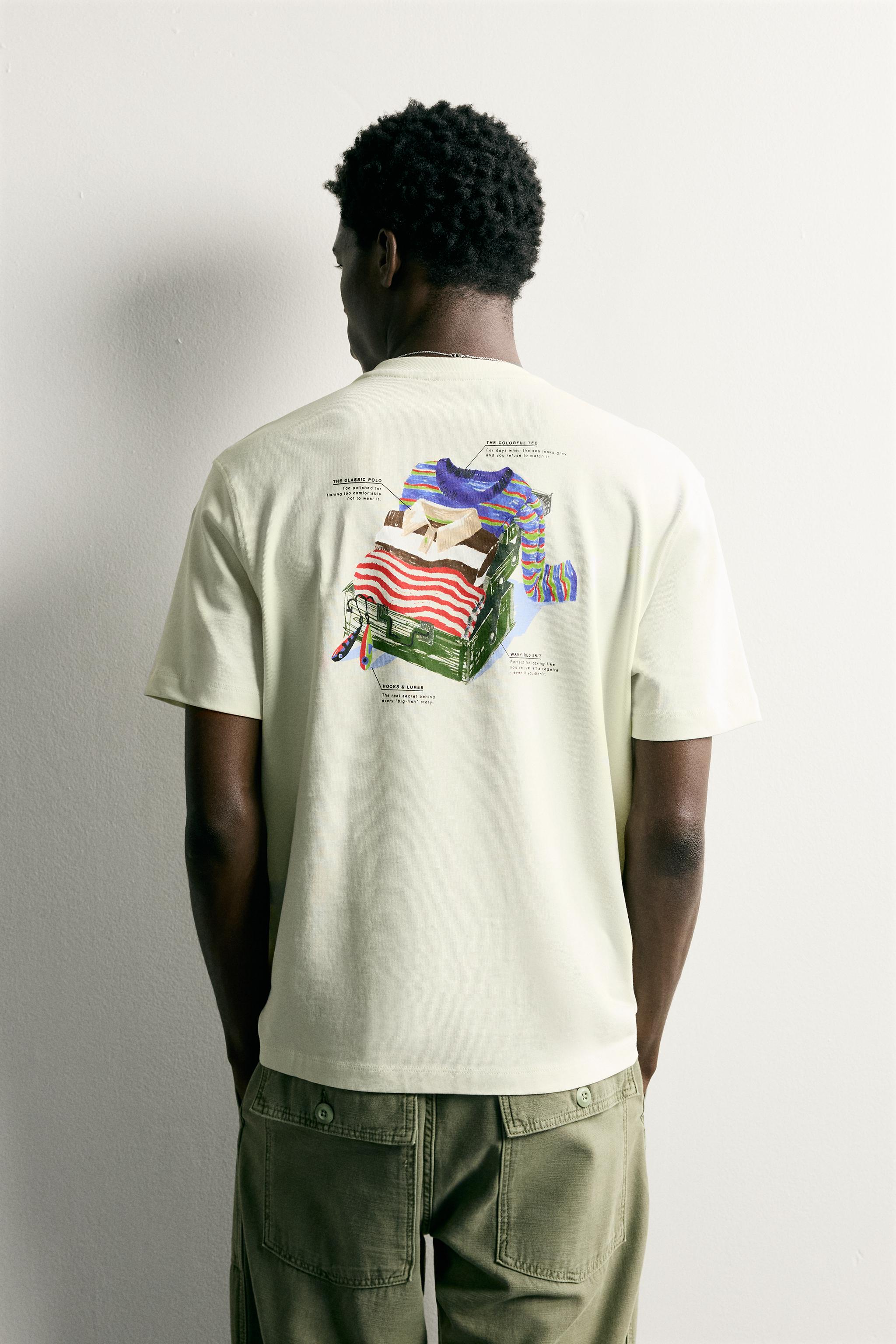 Мужские футболки Zara RELAXED FIT HOOK EMBROIDERY T-SHIRT — фото 3