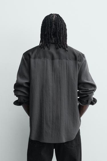 Zara COLORBLOCK FLOWY SHIRT - Dark gray