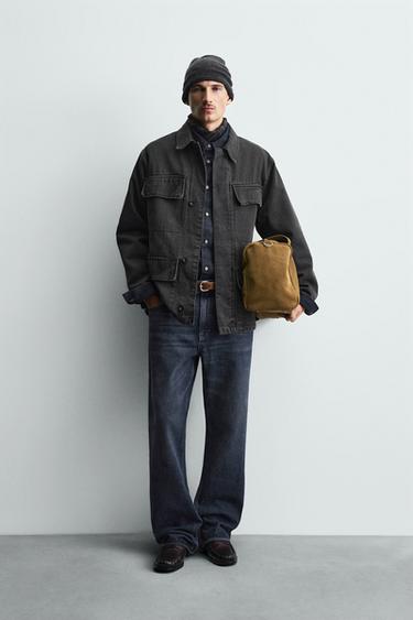 RELAXED FIT JACKET WITH POCKETS - Charcoal by Zara