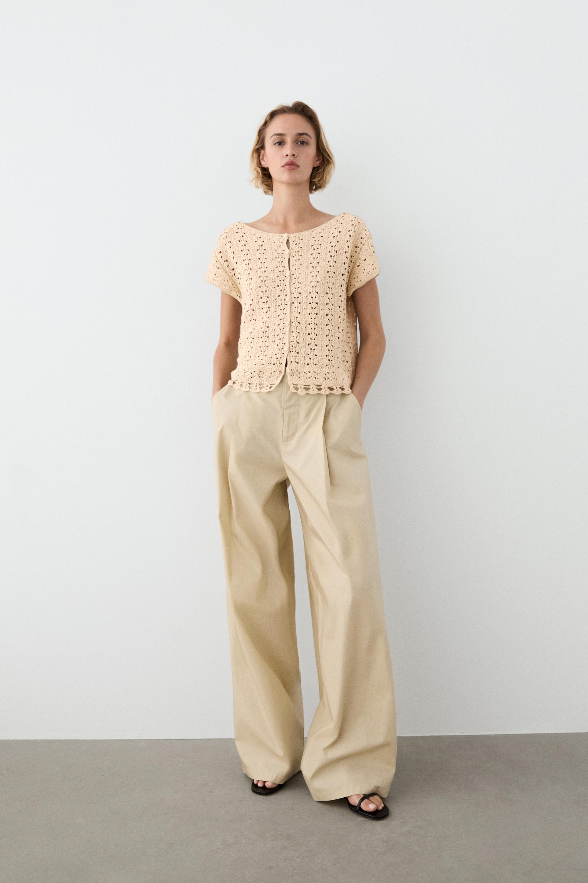 Short sleeve crochet knit cardigan