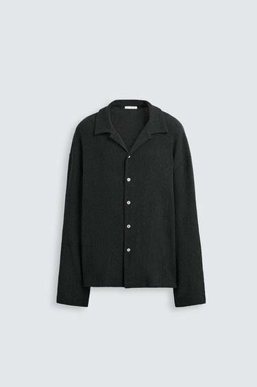 CAMISA RELAXED FIT ESTRUCTURA - Gris azul de Zara