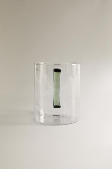 BOROSILICATE GLASS MUG WITH COLOURED HANDLE - Green by Zara - Image 4
