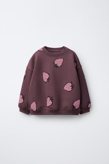 PRINTED SWEATSHIRT - Burgundy by Zara