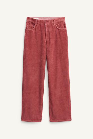 Zara LIMITED EDITION CORDUROY PANTS - Pale pink