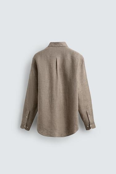 CHEMISE REGULAR FIT 100% LIN - Sable / Chiné de Zara - Image 7